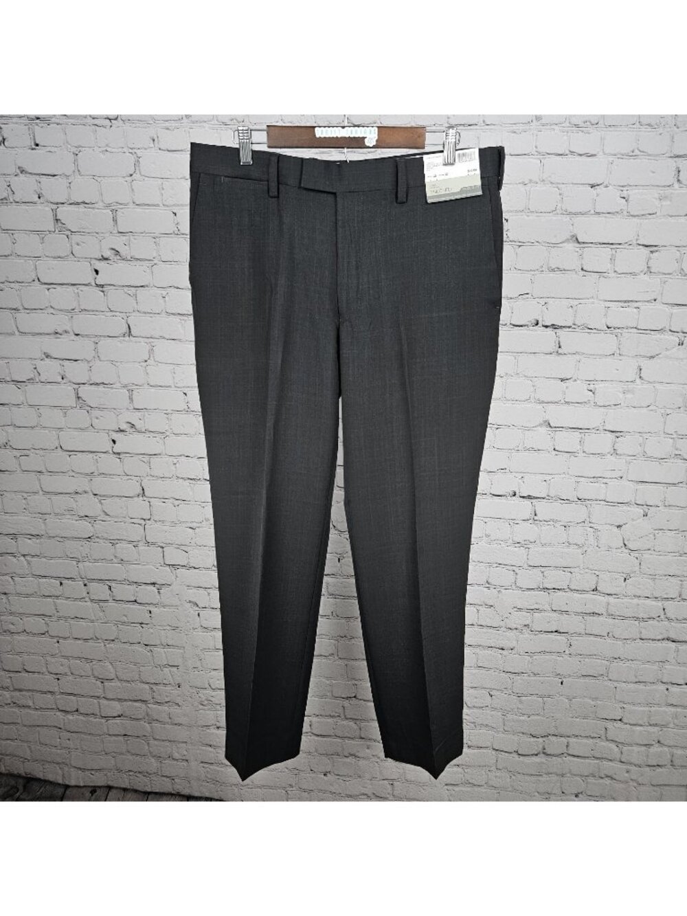 NWT Louis Raphael Charcoal Grey Tailored Modern Fit Flat Front Dress Pants 36x32